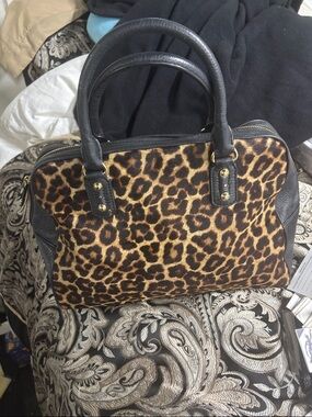 Michael kors fur leopard purse leather